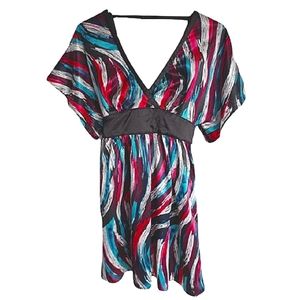 Guess Multi Colour V Back Satin Tunic- Sz. 3/XS